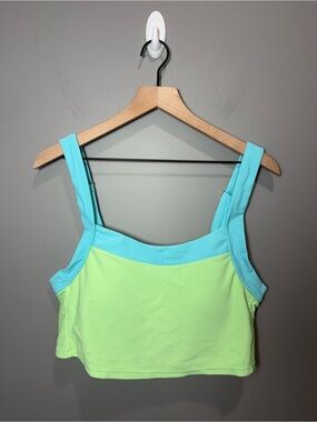Cyn & Luca NWT Ribbed Colorblock Bikini Top 2X Pistachio/Aqua Resort Swim
